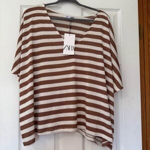 Zara  women’s striped animal print shirt